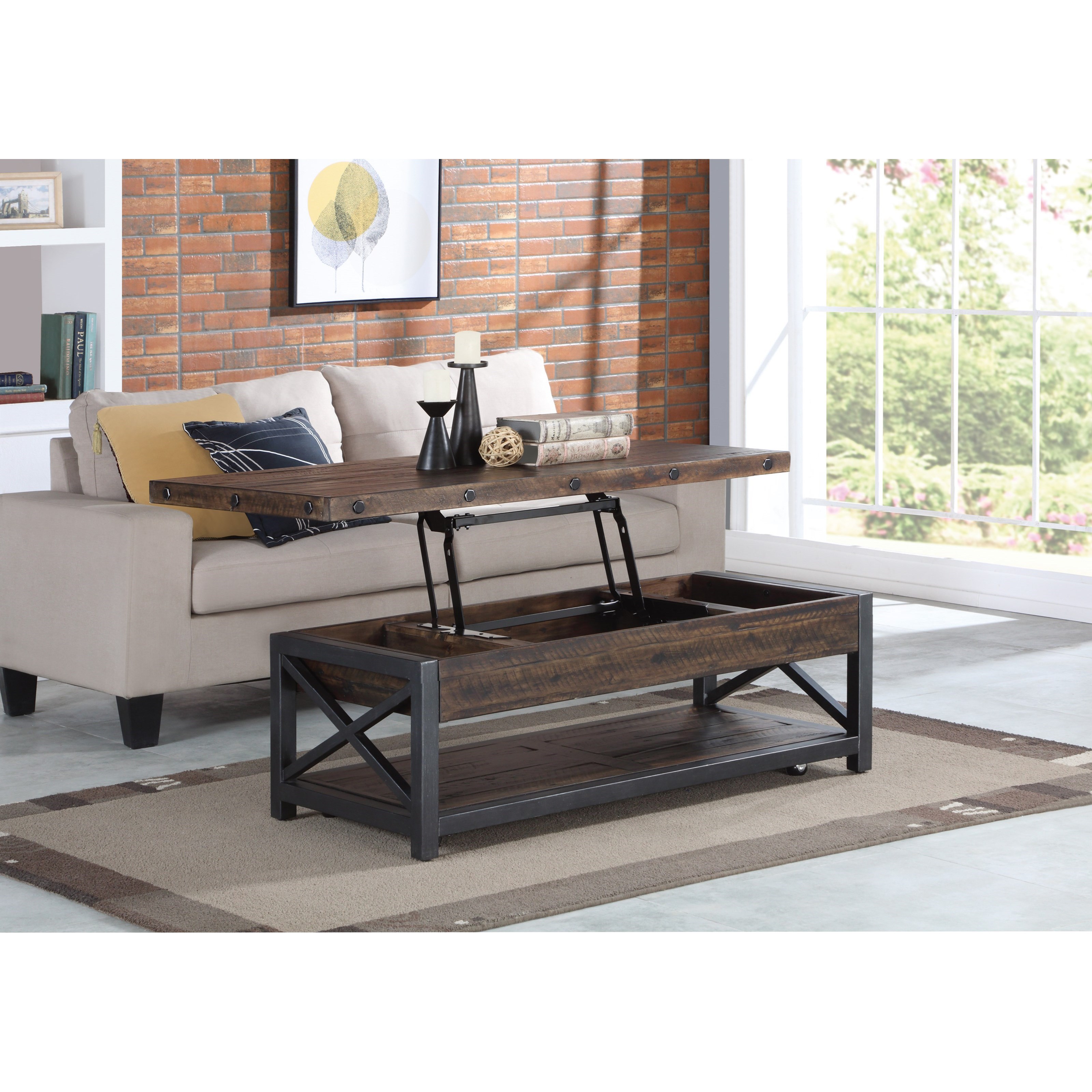Rectangle lift store top coffee table